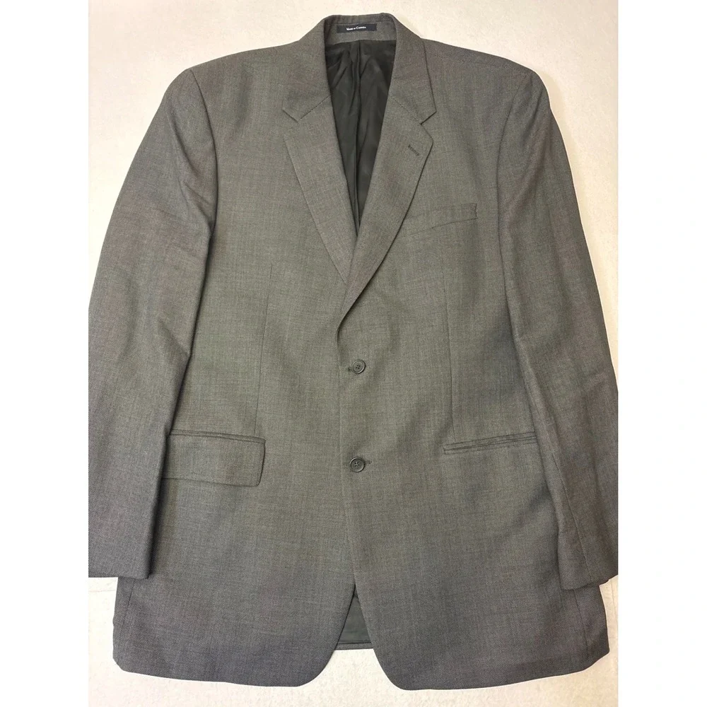 Chaps by Ralph Lauren Mens Grey Micro Pattern 2 Button Blazer Sport Coat 46R